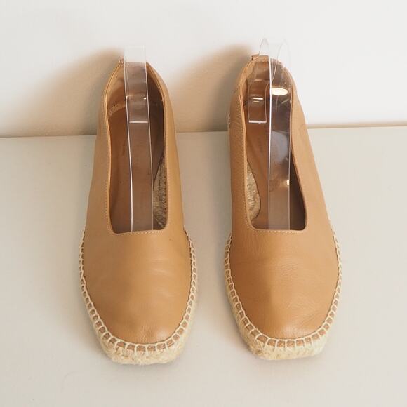 Everlane The Espadrille Leather Square Toe Slip Ons Tan Women's Size 8 - Picture 2 of 11